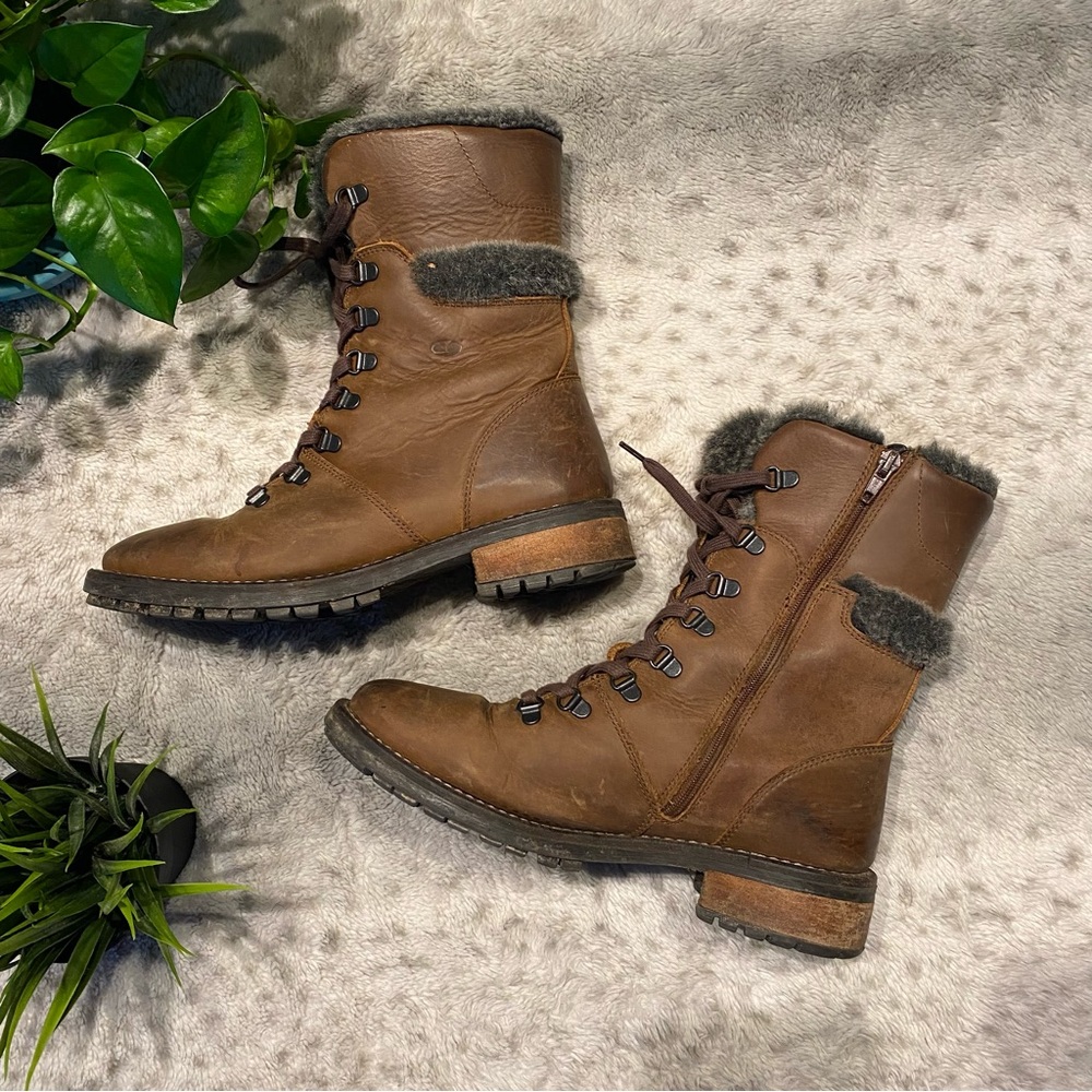 Leather combat boots